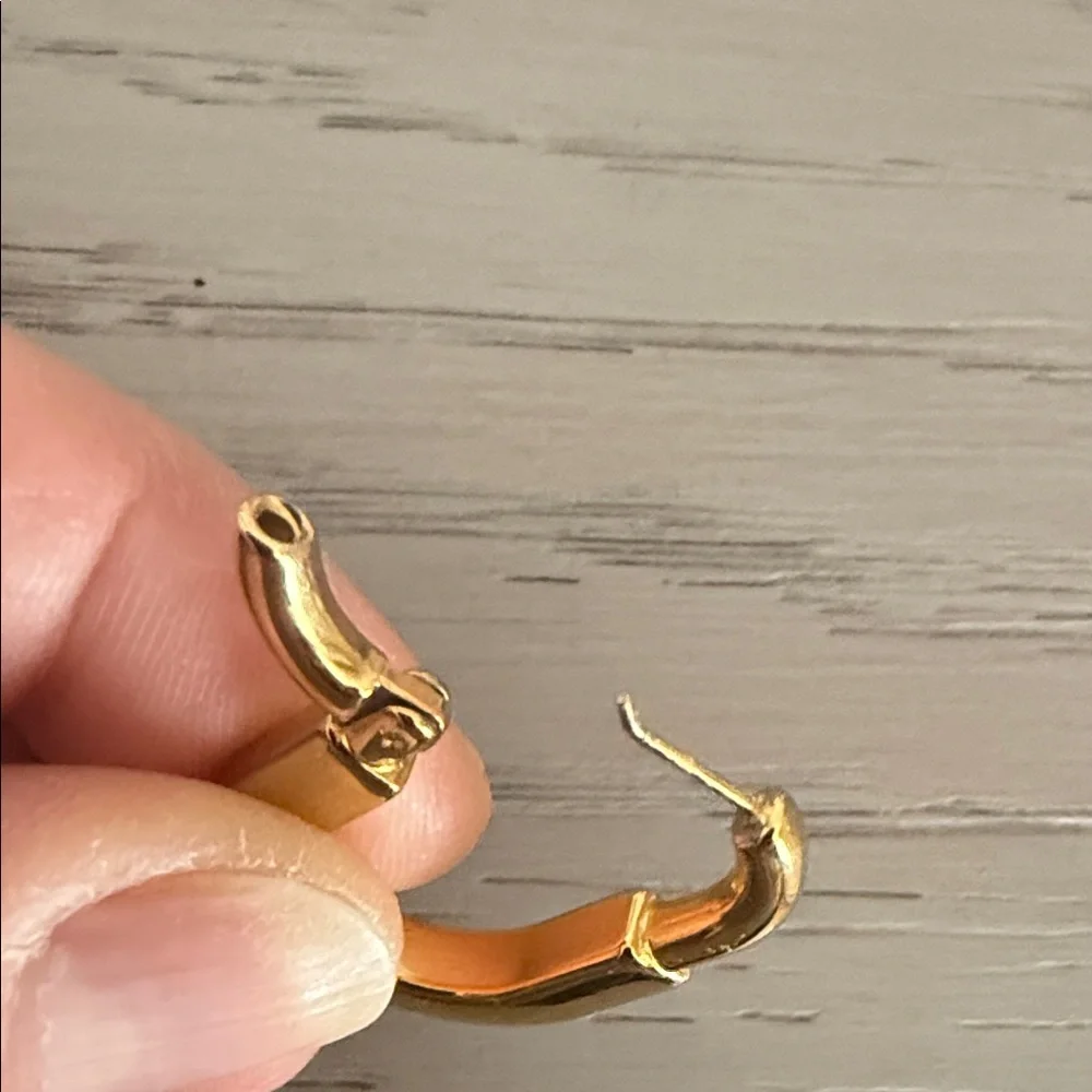 Gold Rectangular Lock Hoop Earrings